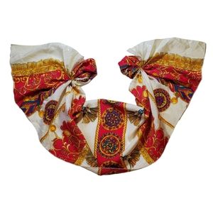 Vintage 70s Ornamental Italian Kitsch Printed Wrap Around Closed Scarf